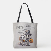 スケルトンと幽霊のハロウィン トートバッグ (裏面)