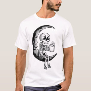 スケルトンと月 – コーヒー Tシャツ