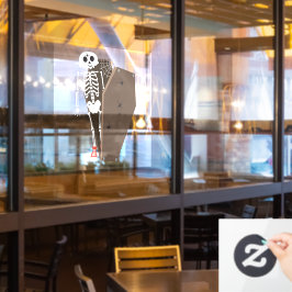 スケルトンと棺ハロウィーンデザイン ウィンドウサイン