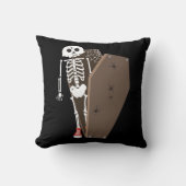 スケルトンと棺ハロウィーンデザイン クッション (正面)