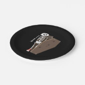 スケルトンと棺ハロウィーンデザイン ペーパープレート (アングル)