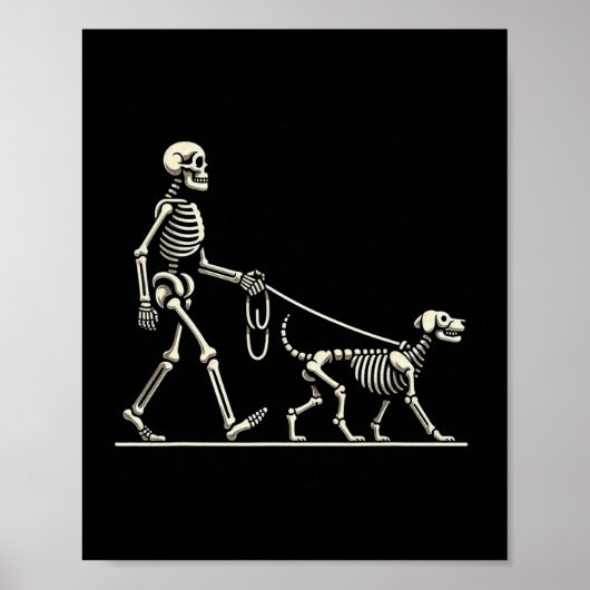 スケルトンと犬の怠惰ハロウィーンのコスメおもしろいックスル ポスター (正面)