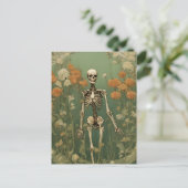 スケルトンと花 ポストカード (スタンド正面)