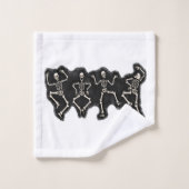 スケルトンと面白いハロウィーンの恋人のダンス バスタオルセット (ウォッシュタオル)