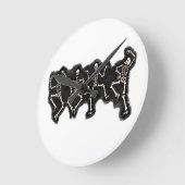 スケルトンと面白いハロウィーンの恋人のダンス ラウンド壁時計 (傾斜)