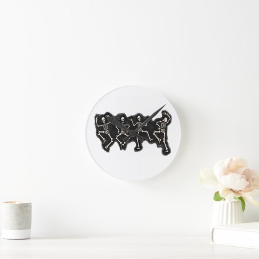 スケルトンと面白いハロウィーンの恋人のダンス ラウンド壁時計 (ホーム)