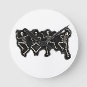 スケルトンと面白いハロウィーンの恋人のダンス ラウンド壁時計 (正面)