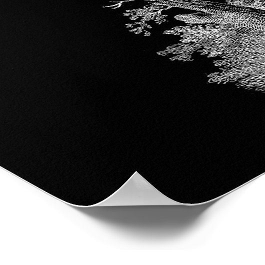 スケルトンと馬ハロウィーンデコールポスターBW3 ポスター (角)