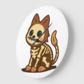 スケルトンな猫のイラスト ラージ壁時計 (傾斜)