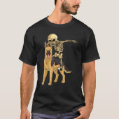 スケルトンに乗ったジャーマンシェパードのハロウィンコス Tシャツ (正面)