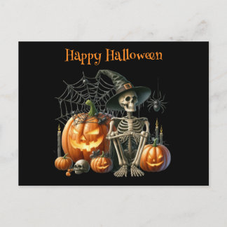 スケルトンのかぼちゃ ハロウィン ポストカード