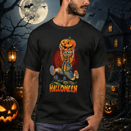 スケルトンのかぼちゃ ハロウィーン ホラー Tシャツ