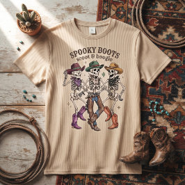 スケルトンのカウボーイがブギーするSpooky Boots Scoot Tシャツ