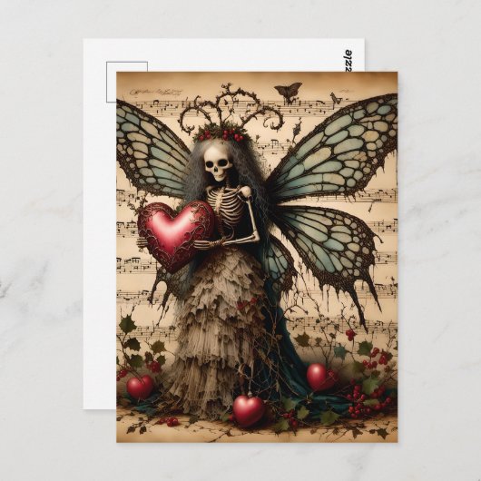 スケルトンのクリスマスの妖精 ポストカード (正面/裏面)