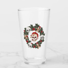 スケルトンのクリスマスリースが載った タンブラーグラス