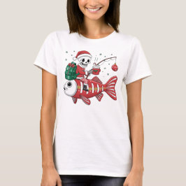 スケルトンのクリスマス釣りホリデー Tシャツ