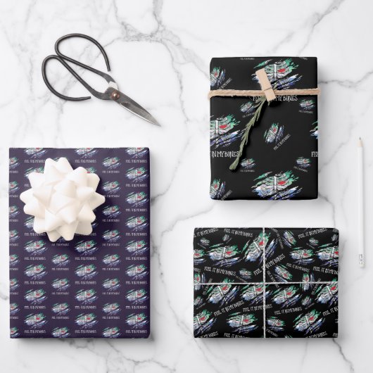 スケルトンのゲイフラグの色の背景 ラッピングペーパーシート (正面)