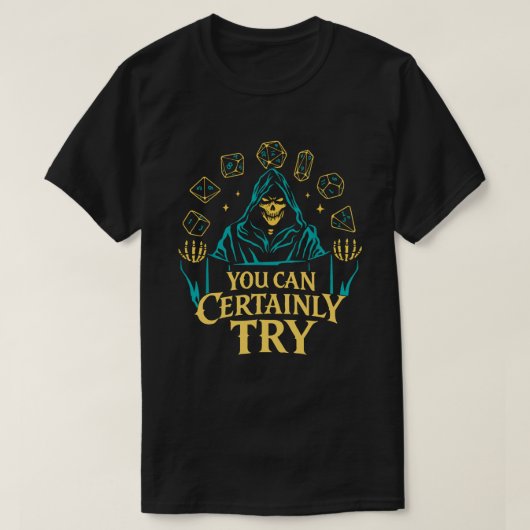 スケルトンのサイコロデザインをぜひお試しください Tシャツ (デザイン正面)