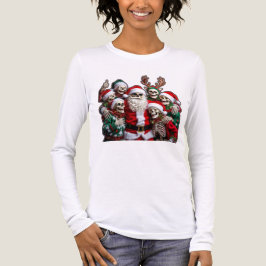 スケルトンのサンタのクリスマスグループフォト – 祭りの3Dデザイン トライブレンドTシャツ