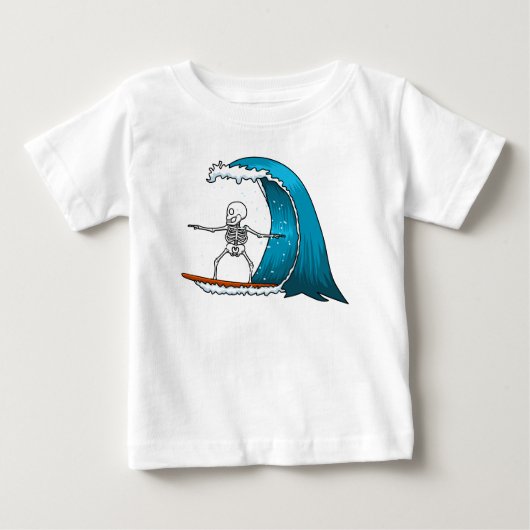 スケルトンのサーフィンが楽しい ベビーTシャツ (正面)
