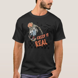 スケルトンのスケートボード実在クリープItハロウィーンCos Tシャツ