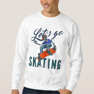 スケルトンのスケートボードTシャツ | ストリートアート スウェットシャツ