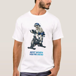 スケルトンのスピンバイク 面白いフィットネスデザイン Tシャツ