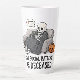 スケルトンのソーシャルバッテリー枯渇 おもしろ ハロウィン I カフェラテマグ