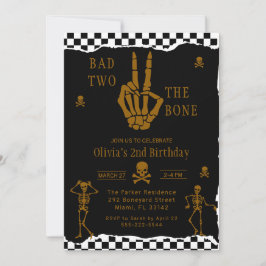 スケルトンのドクロ Bad to the Bone 2歳の誕生日 招待状