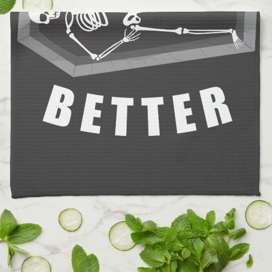 スケルトンのハロウィンの中で死んだほうがずっといいよ キッチンタオル (折り畳み)