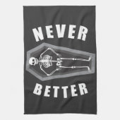 スケルトンのハロウィンの中で死んだほうがずっといいよ キッチンタオル (縦)