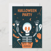 スケルトンのハロウィンパーティー 招待状 (正面)