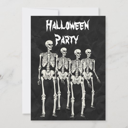スケルトンのハロウィンパーティー 招待状 (正面)