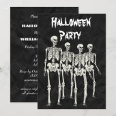 スケルトンのハロウィンパーティー 招待状 (正面/裏面)