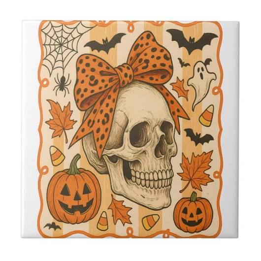 スケルトンのハロウィン タイル (正面)