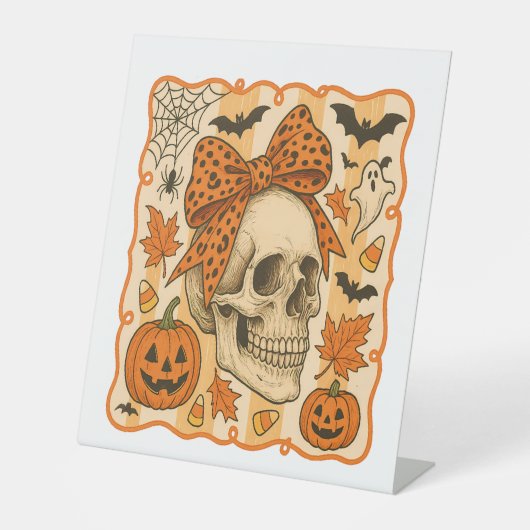 スケルトンのハロウィン 台座サイン (正面)