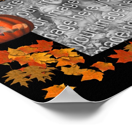 スケルトンのハロウィーンのフレーム写真の追加 ポスター (角)