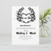 スケルトンのハロウィーン彼または彼女がジェンダーを明かすパーティー 招待状 (スタンド正面)