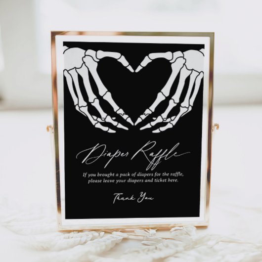 スケルトンのハロウィーン赤ちゃんシャワーおむつラッフルサイン ポスター