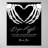 スケルトンのハロウィーン赤ちゃんシャワーおむつラッフルサイン ポスター (正面)