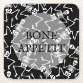 スケルトンのハロウィーン スクエアペーパーコースター (正面)