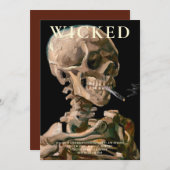 スケルトンのヘッドハロウィーンファインアート招待状 招待状 (正面/裏面)