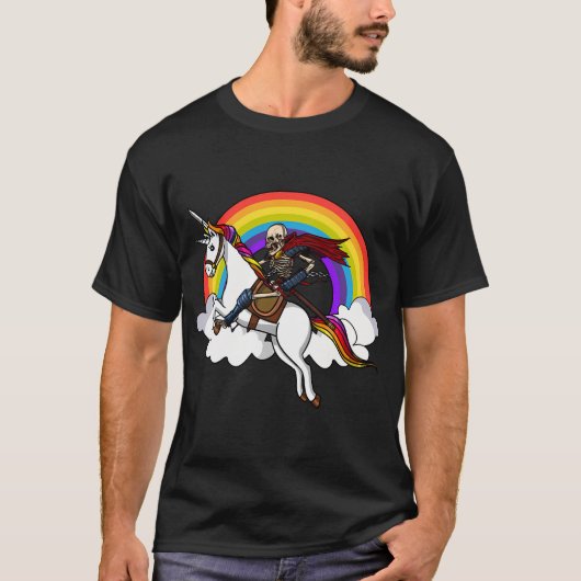 スケルトンのユニコーン乗り物 Tシャツ (正面)