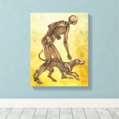 スケルトンの人間と犬の人間の動物解剖学 キャンバスプリント (インサイチュ (ウッドフロア))
