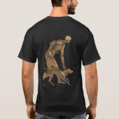 スケルトンの人間と犬の人間の動物解剖学 Tシャツ (裏面)