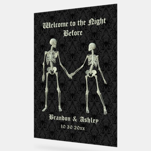 スケルトンの前夜へようこそエレガント アクリルサイン (傾斜)