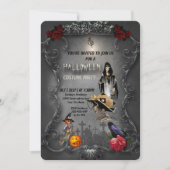 スケルトンの小さな魔女とカラス 招待状 (正面)