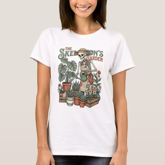 スケルトンの庭 ヴィンテージ植物学 ガーデニング Tシャツ (正面)