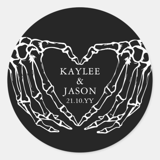 スケルトンの手が死ぬまでカップルシャワー ラウンドシール (正面)