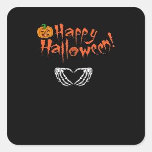 スケルトンの手でハッピーハロウィン!クラシックデザイン スクエアシール
